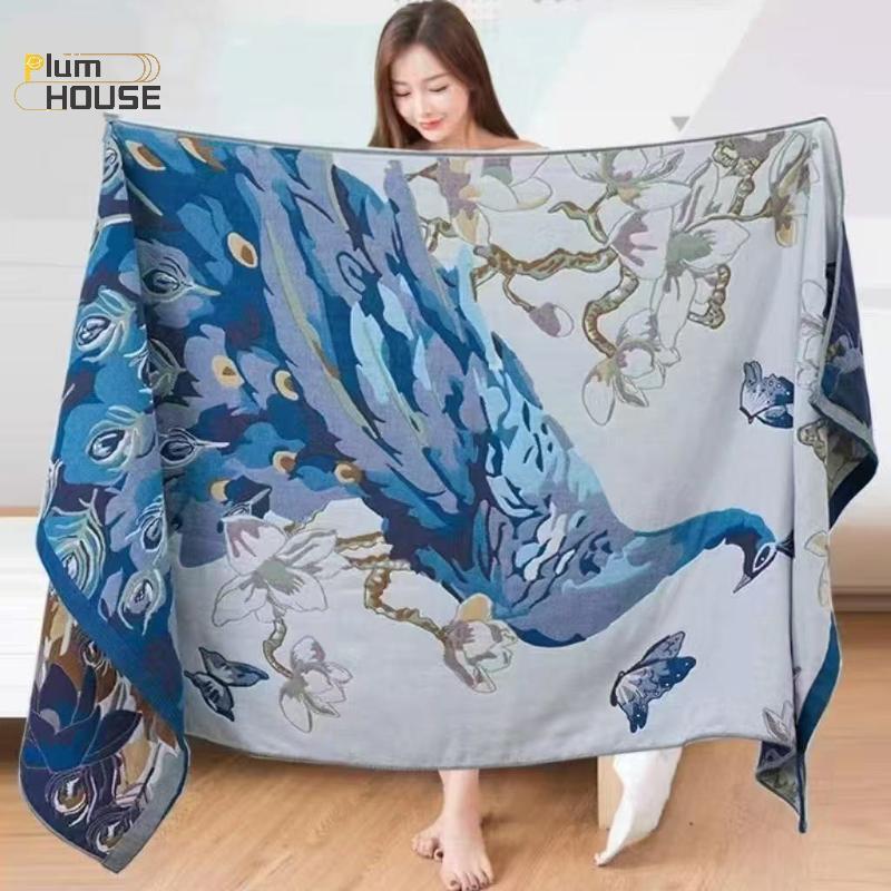 Khăn gạc lớn PlumHOUSE, Vải Thi và chất lượng cao (80 * 160cm), Khăn dệt 4 lớp, Hấp thụ nước tốt Khả năng thở tuyệt vời và không đóng cọc VN