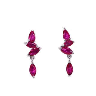 Châu Âu Mỹ ins Phong Cách Mới Bông Tai Corundum Đỏ Nữ