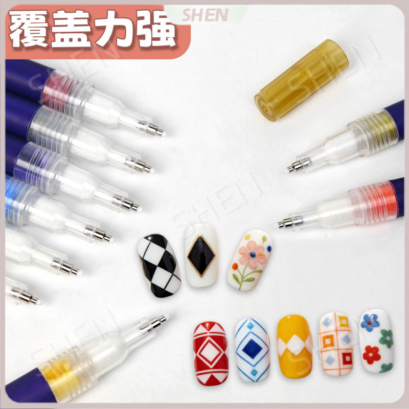 Bút Làm Móng Tay 12 Màu Bộ Hộp Acrylic Mark Chống Thấm Nước Nhanh Khô DIY Móc Dòng Tranh Làm Móng Tay Graffiti Bút