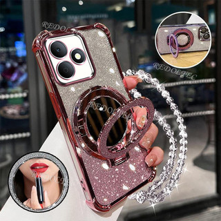 Ốp lưng Realme Note 80 Vỏ lấp lánh Gradient mới có gương trang điểm Giá đỡ từ tính Realme Note80 Bảo vệ ống kính có giá đỡ dây buộc Vỏ điện thoại chống sốc