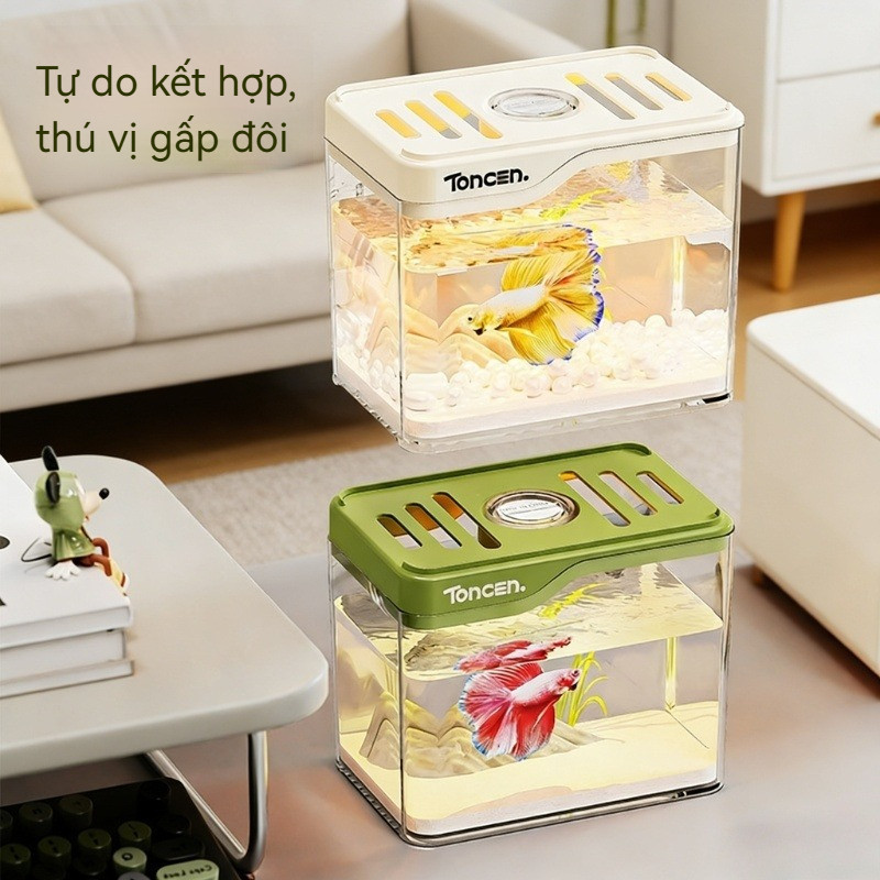 Bể cá mini để bàn cao cấp,Kèm đèn LED,bể Cá Mini Văn Phòng đẹp,Trang Trí Văn Phòng Và Phòng Khác,Dễ vệ sinh