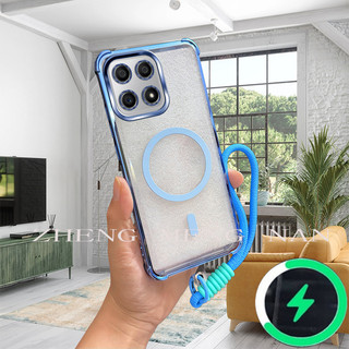Thích hợp cho Honor X6A X6B X8 4G X6A X8A X8B X8C Vỏ điện thoại bốn góc chống rơi trong suốt mềm dây tay 0037