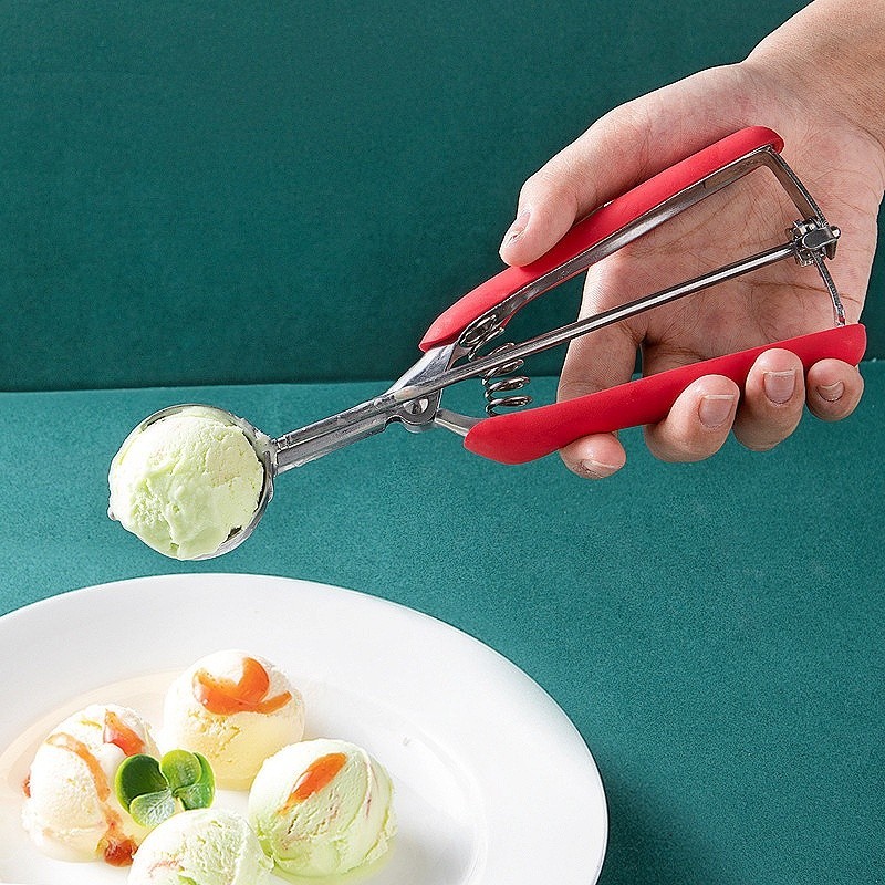 Muỗng múc kem Inox 304 – tay cầm bọc silicon, đa năng múc kem, hoa quả, thịt viên,tiện dụng nhà bếp
