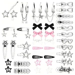 Yoo Thời Trang Tua Rua Dây Xích Barrette Crucifix Ngôi Sao Kẹp Tóc Bộ Gothic Punk Tóc Trang Sức Cho Nữ Và Bé Gái