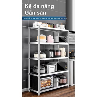 LOADNIX Kệ inox nhà bếp inox Bền bỉ trong môi trường bếp nhà Kệ để đồ inox Làm dày 0.5mm Có thanh chống đỡ