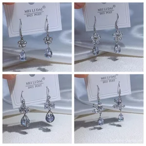 Bông tai zircon ngắn nữ sáng bóng, thiết kế sang trọng và cao cấp, phù hợp cho bán buôn