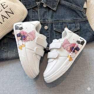 Giày thể thao trượt patin màu trắng thời trang cho bé gái có in hình hoạt hình mềm mại ngọt ngào chống trơn trượt Giày thường ngày cho trẻ em thoáng khí