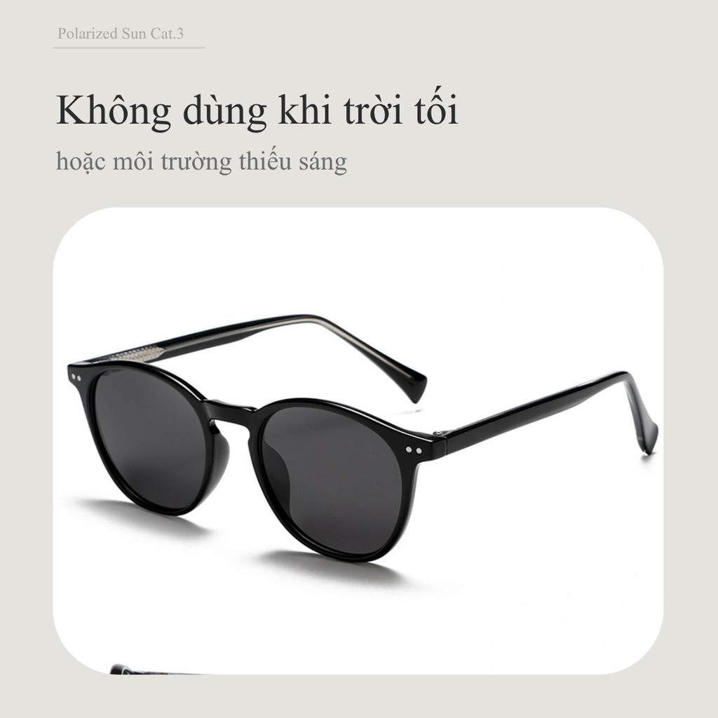 LENSSCAPE-Kính mát phân cực retro dáng tròn bo nhẹ gọng mảnh TR kim loại UV400