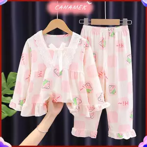 CANAMEK Xuân Thu Bé Gái Bộ Đồ Ngủ Trẻ Em Dài Tay Bé Gái Hoạt Hình Thoải Mái Thường Ngày Quần Áo Gia Đình Bé Gái Bộ Đồ Ngủ CSF