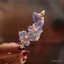 Mũ Hanfu Handmade Phong Cách Trung Quốc, Lụa Nhung Họa Tiết Hoa, Phụ Kiện Tóc Cổ Điển Màu Xanh_gradient