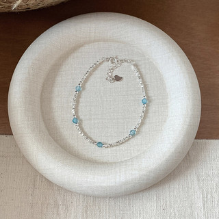 Lắc Tay Bạc S925 Đính Đá Xanh Dương Charm Sao Biển Dễ Thương Cho Mùa Hè