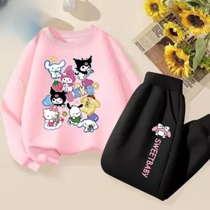 Bộ áo Hoodie và quần Kuromi dành cho trẻ em Trang phục hai mảnh dài tay thường ngày