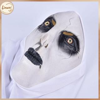 [Linwei] Mặt nạ cao su nữ tu đáng sợ kinh dị kèm khăn trùm đầu Valak Cosplay cho trang phục Halloween