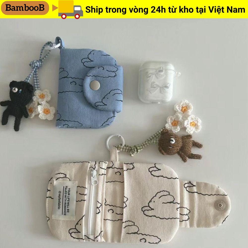 Ví đựng thẻ ví BAMBOOB, Ví đựng tiền xu sinh viên Hàn Quốc di động, Gói túi đựng thẻ nhiều lớp Mặt dây chuyền Túi đựng đồ nhỏ bằng vải Canvas