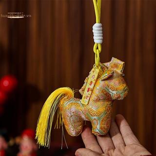 TRTR Ngựa Năm Thổ Cẩm Móc Xe Mặt Dây Chuyền Phòng Khách Trang Trí Túi Trang Trí VN