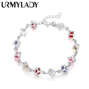 Vòng tay bạc 925 trang sức cưới thời trang, zircon nhiều màu sắc