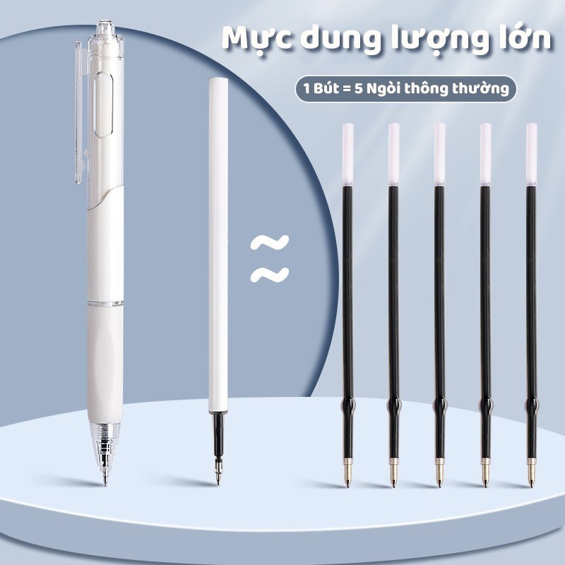 Bút gel bấm đen sáng tạo, ngòi 0.5mm chống lem- Combo 10 bút viết mẫu mã đẹp và chất lượng vượt trội cho học sinh