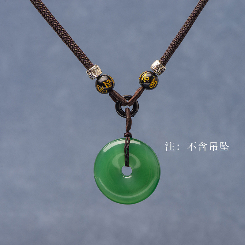 Vòng cổ mã não hổ phách đơn giản, mặt đá tự nhiên, handmade