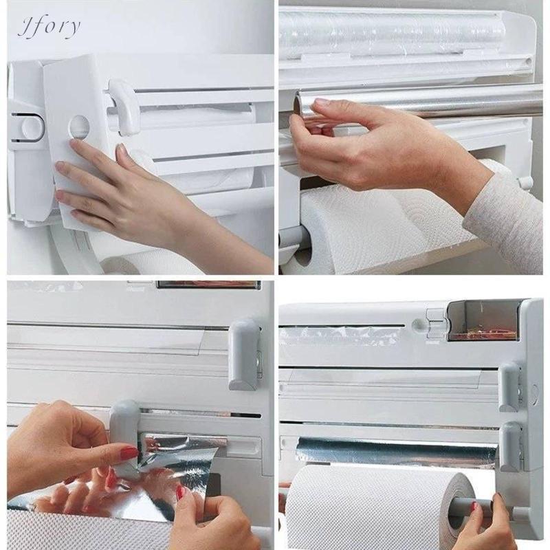 Jfory Giá treo tường nhà bếp 6 trong 1 để bọc giấy và đựng khăn giấy cho gia đình và quán cà phê