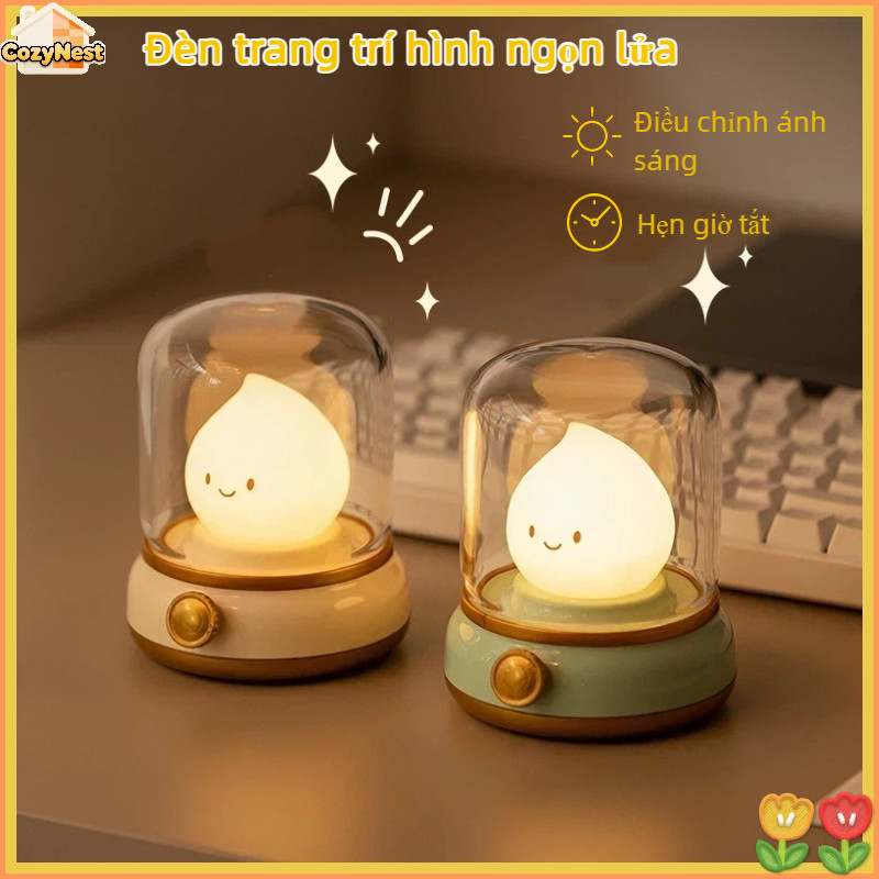 Đèn LED Cảm Xúc Hình Ngọn Lửa Calcifer - Đèn Ngủ LED Tạo Không Gian Ấm Cúng, Có Chế Độ Nến