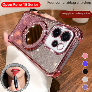 Vỏ Oppo Reno16F Cho Oppo Reno 16 15 Pro Max Mini 15FS Reno15Pro 16Pro 16FS 5G Vỏ Điện Thoại Mềm Lấp Lánh Trong Suốt Gương Giá Đỡ Vòng Từ Tính Giá Đỡ Túi Khí Bảo Vệ