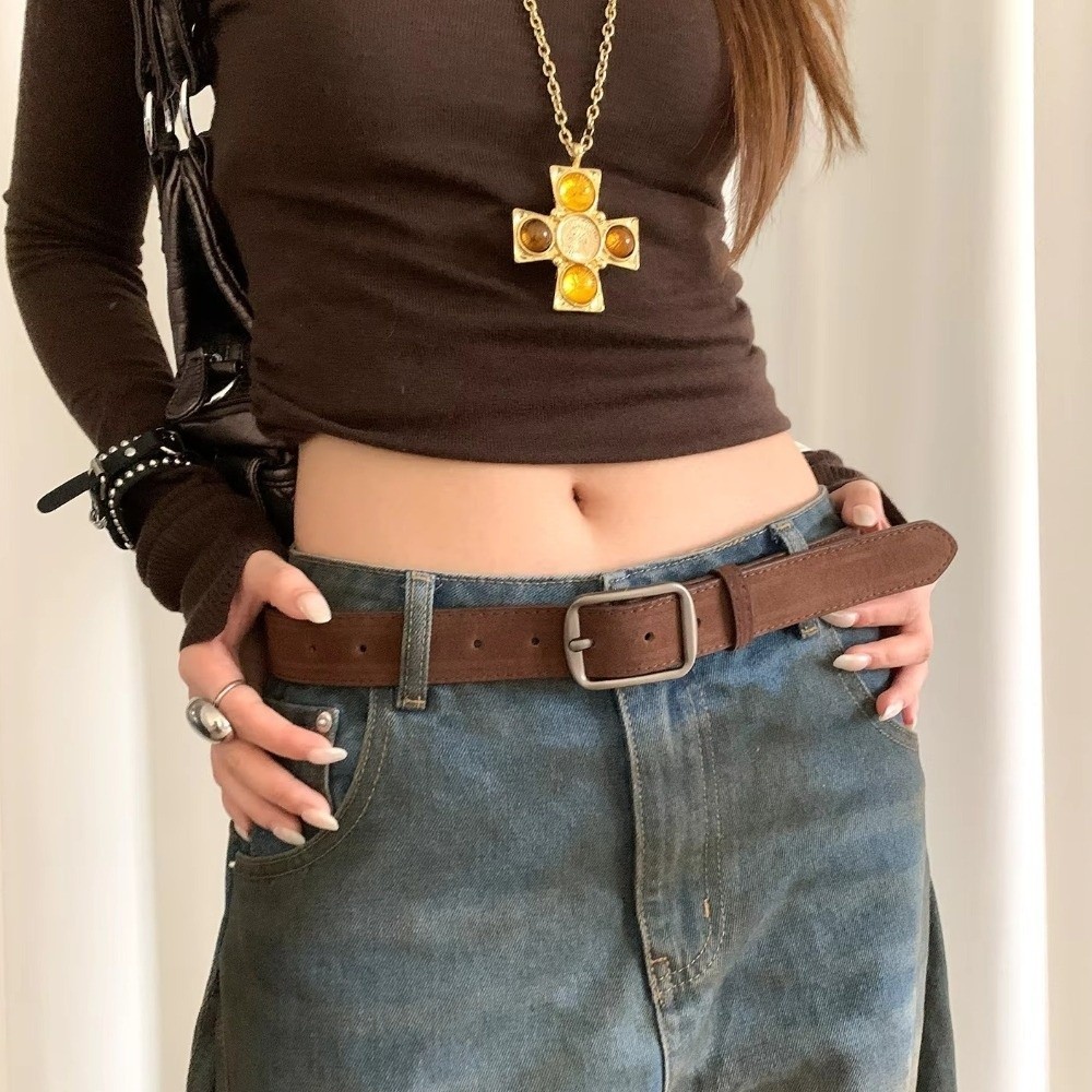 Thắt lưng HOBBYIN màu nâu, dây thắt lưng trang trí thời trang