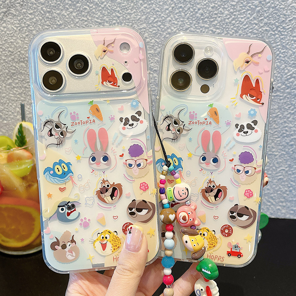 Ốp điện thoại Acrylic chuỗi động vật dễ thương cho iPhone 17 Pro Max 16 15 14 13 Vỏ bảo vệ chống sốc