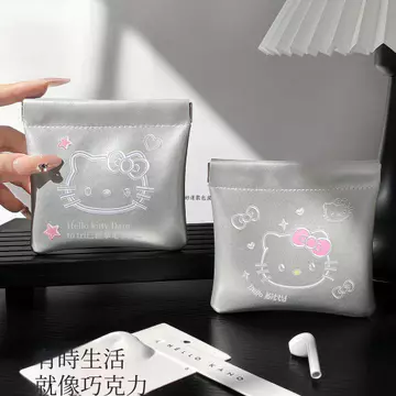 Túi Bảo Quản Kitty Bạc Đóng Tự Động Túi Shrapnel Túi Bảo Quản Cáp Dữ Liệu Túi Sạc Tai Nghe Túi Bảo Quản Túi Bảo Quản Túi Son Môi Túi Đựng Mỹ Phẩm Di Động Túi Đựng Tiền Xu Túi Đựng