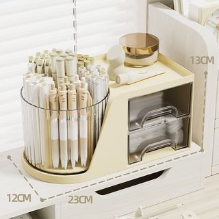 Hộp đựng bút để bàn Capybara đa năng, xoay 360 - Kệ đựng mỹ phẩm nhiều ngăn, phù hợp học sinh