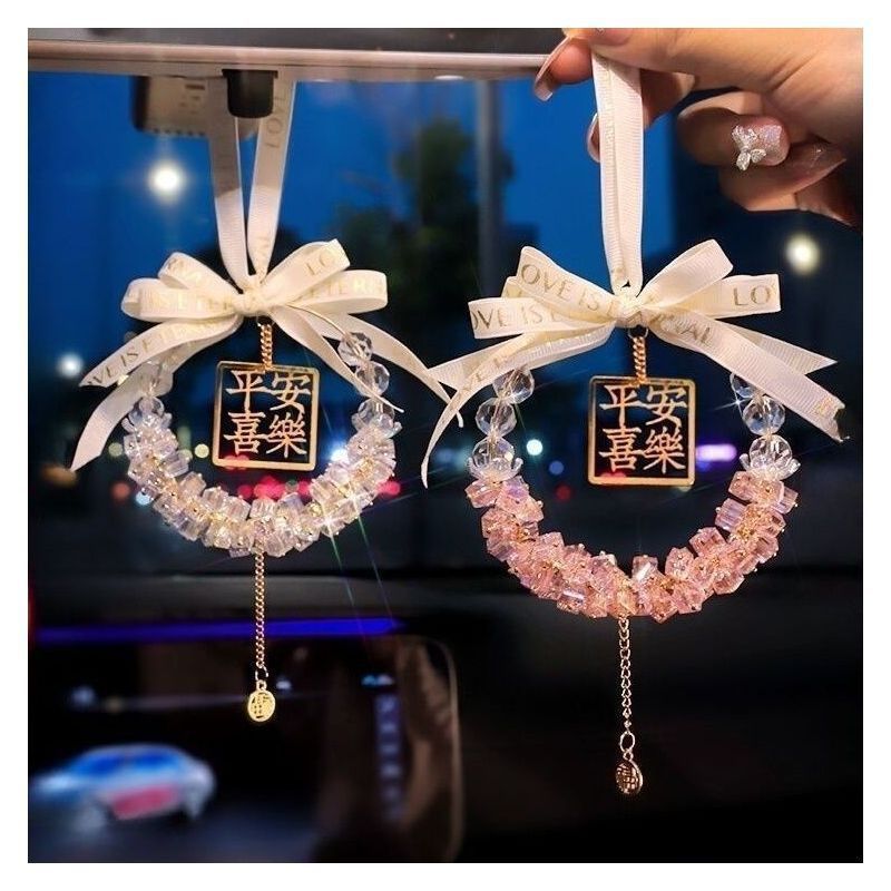 Dây treo gương hậu ô tô Bình An May Mắn pha lê trang trí nội thất xe sang trọng, mặt dây may mắn