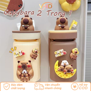 Cốc & Giá Treo Bàn Chải 2in1 Cho Gia Đình - Hình Capybara Dễ Thương, Không Cần Khoan, Tiện Cho Cả Cha Mẹ & Con Cái
