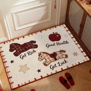 Thảm Lau Chân Hình Ngựa Con May Mắn - Chất Liệu Vải Lanh Thấm Hút Thần Tốc Chống Trượt Decor Nhà Tắm & Phòng Khách Siêu Xinh