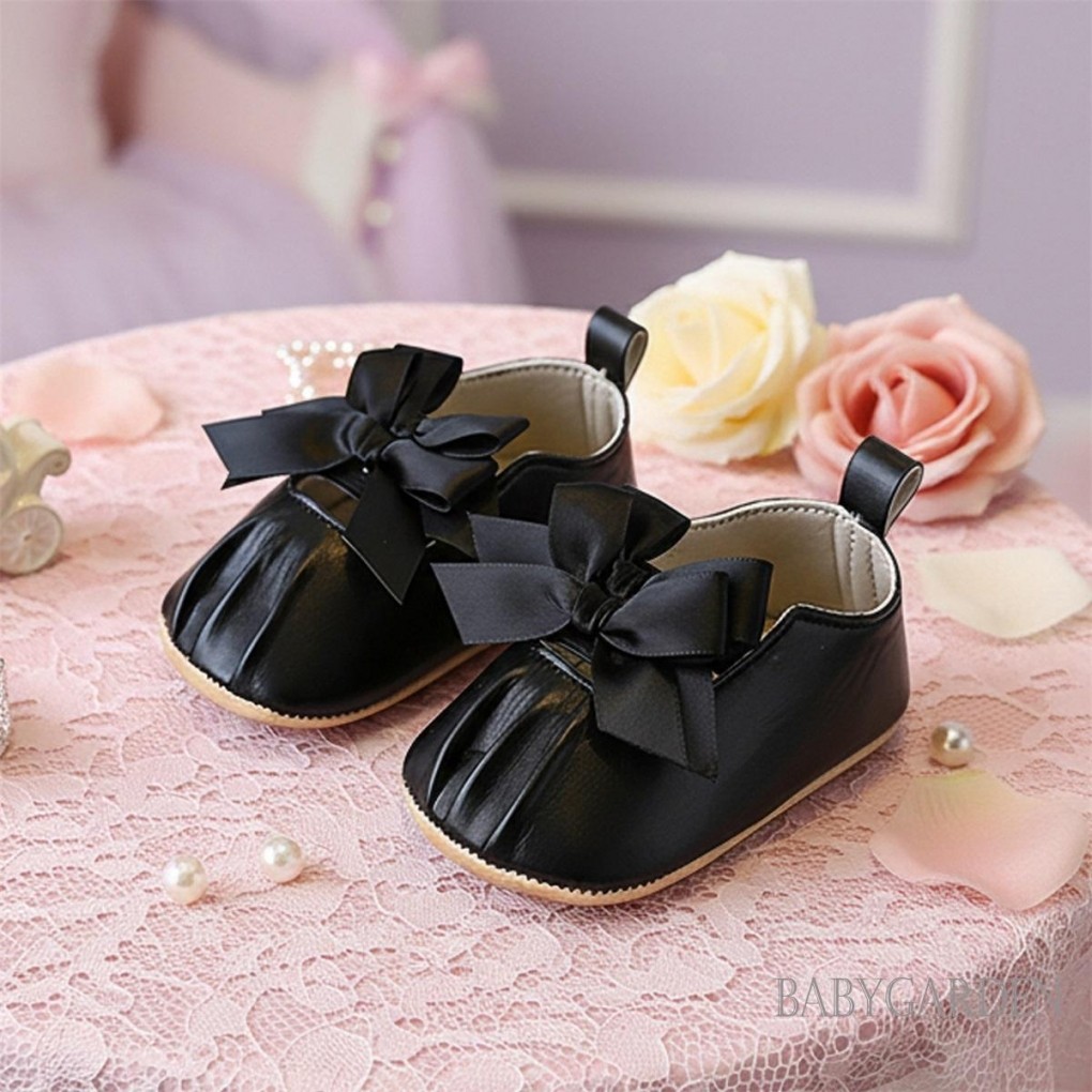 Bé Gái Mary Jane Giày Có Nơ Gần Mũi Chống Trơn Trượt Đế Mềm Đi Bộ Giày Dễ Thương