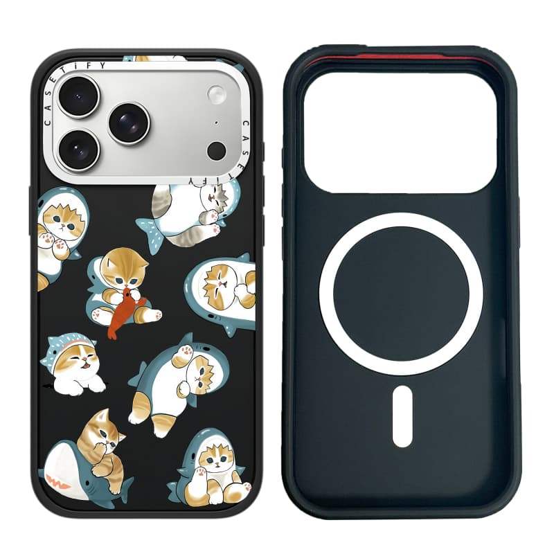 CASECASE X Shark Cat Case Phiên bản vòng máy ảnh màu trắng mờ Đen cứng hút từ tính Vỏ tác động cho Apple IPhone 13 14 15 16 17 Pro Max Air Plus có hộp