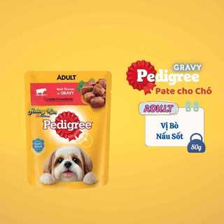 [12 – 24 Gói] Pate Cho Chó Pedigree Vị Bò Gà Rau Củ Sốt Và Xay Nhuyễn Gói 130g Và 80g
