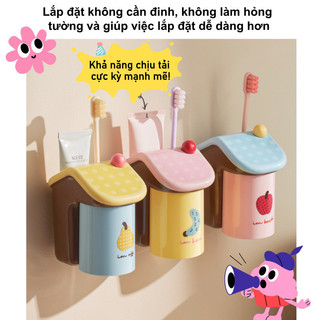 【BabyJoy】Bộ kệ từ tính đựng bàn chải và cốc súc miệng, treo tường không cần khoan, màu sắc Dopamine