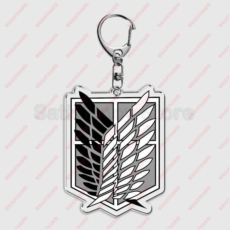 Móc khóa Attack on Titan hình huy hiệu và các nhân vật siêu ngầu Levi Eren Hange Mikasa Phụ kiện trang trí túi xách