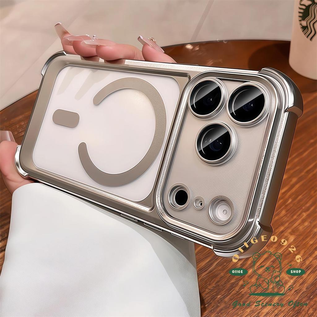 【 Ốp lưng iPhone17 】 Vỏ điện thoại từ tính túi khí bốn góc mờ iphone17 Pro Max 16 15 14 13 cho vỏ iPhone Vỏ mềm silicon TPU chống sốc