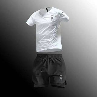 Exercise Running Outfit Summer Breathable Quick-Drying Men's and Women's Marathon Fitness round Neck Short Sleeve Track and Field Training Shorts r4Hu