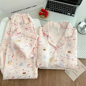 Giá đóng gói 16,5.Yuan Không Có Miếng Lót Ngực Cloud Cotton Bộ Đồ Ngủ Nữ Xuân Thu Dài Tay Loungewear Bộ Đồ Nữ