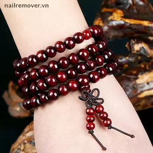 Vòng tay cầu nguyện Phật giáo Tây Tạng từ gỗ đàn hương, gồm 108 hạt
