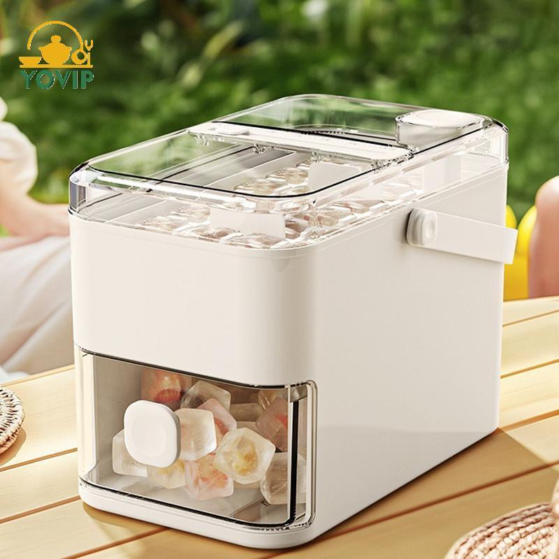 Máy Làm Đá YOVIP 28 / 56-Cube Có Nắp Bấm Dễ Dàng - Hai Lớp, Bấm Thiết Kế Di Động, Hộp Đá Gia Đình VN