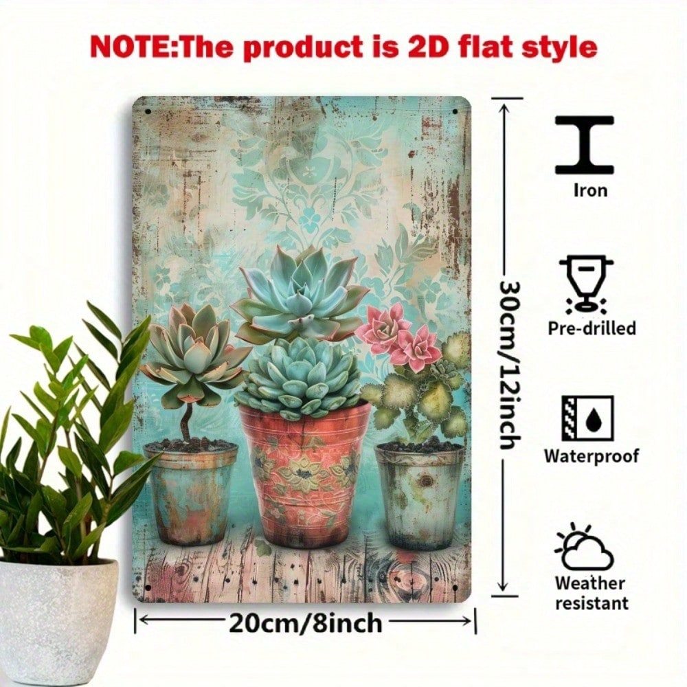 CIFbuy Mộc Mạc Vintage Cây mọng nước Kim Loại Trang Trí Tường Sắt Chống Thấm Nước Trong Nhà Treo Mảng Bám Nhà Tường Nghệ Thuật Trang Trí
