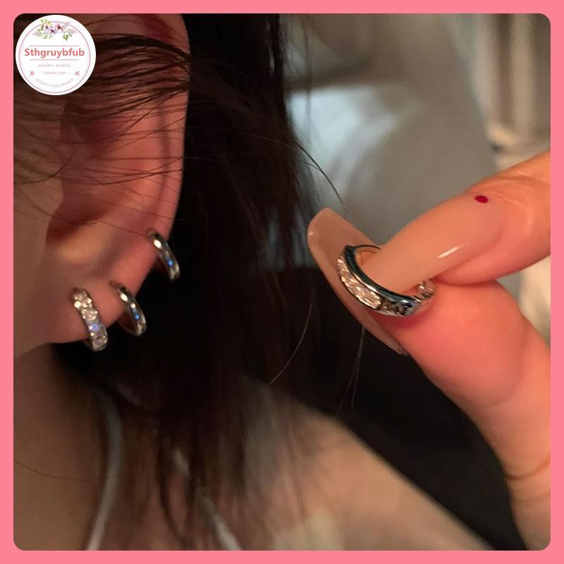 Bộ 4 Cái Bông Tai Vòng Pha Lê Zircon Thẩm Mỹ, Thời Trang Hằng Ngày và Làm Quà Tặng