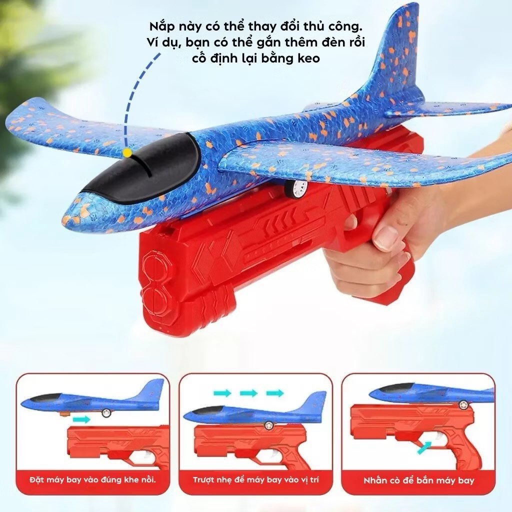 Đồ Chơi Súng Máy Bay Xốp Phát Sáng, Phóng Máy Bay Lượn Trên Không ĐỒ Chơi Vận Động Ngoài Trời Cho Bé