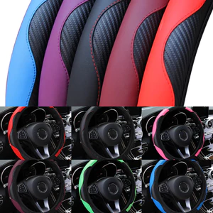 Vỏ vô lăng ô tô bằng da bằng sợi Carbon PU không có vòng trong Thích hợp cho đồ dùng ô tô 14,5-15 inch
