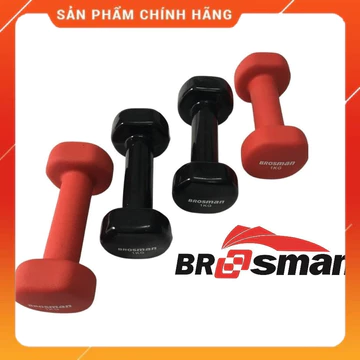 {Chính Hãng} Cặp tạ tay 1kg Brosman nhập khẩu màu đỏ (2 quả), tạ sắt bọc cao su 1kg, tạ sắt đúc, tạ tay chuyên nghiệp