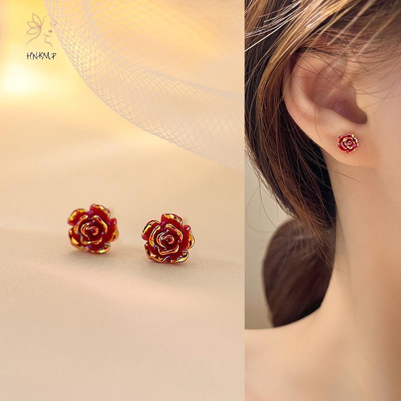 Bông Tai Nhỏ Hình Hoa Đỏ - Món Quà Trang Sức Đẹp