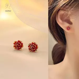 Bông Tai Nhỏ Hình Hoa Đỏ - Món Quà Trang Sức Đẹp