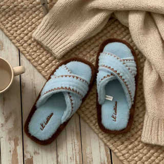 XIXITIAO Dép Cotton Phòng Ngủ 2026 Mới Retro Đeo Chéo Nhà Thu Đông Nữ